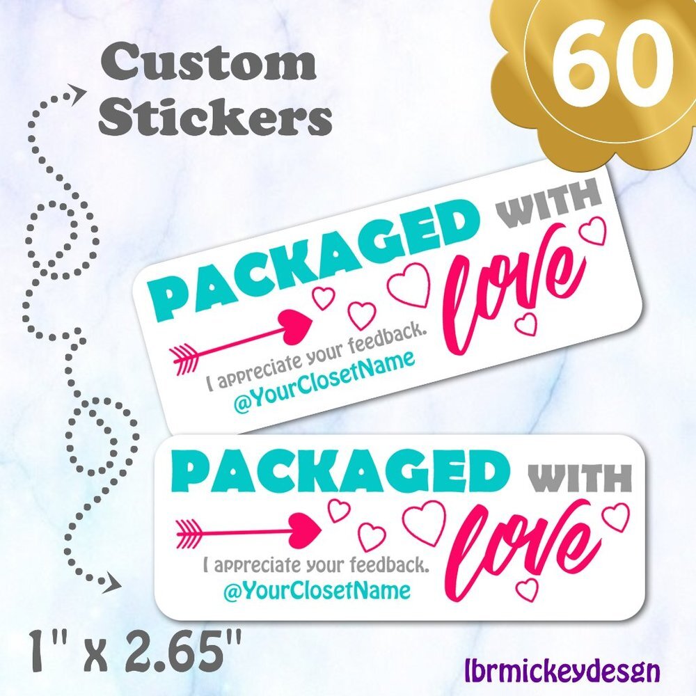 ♥️ 5x25 / 60 Thank Thank You Stickers MATTE PAPER